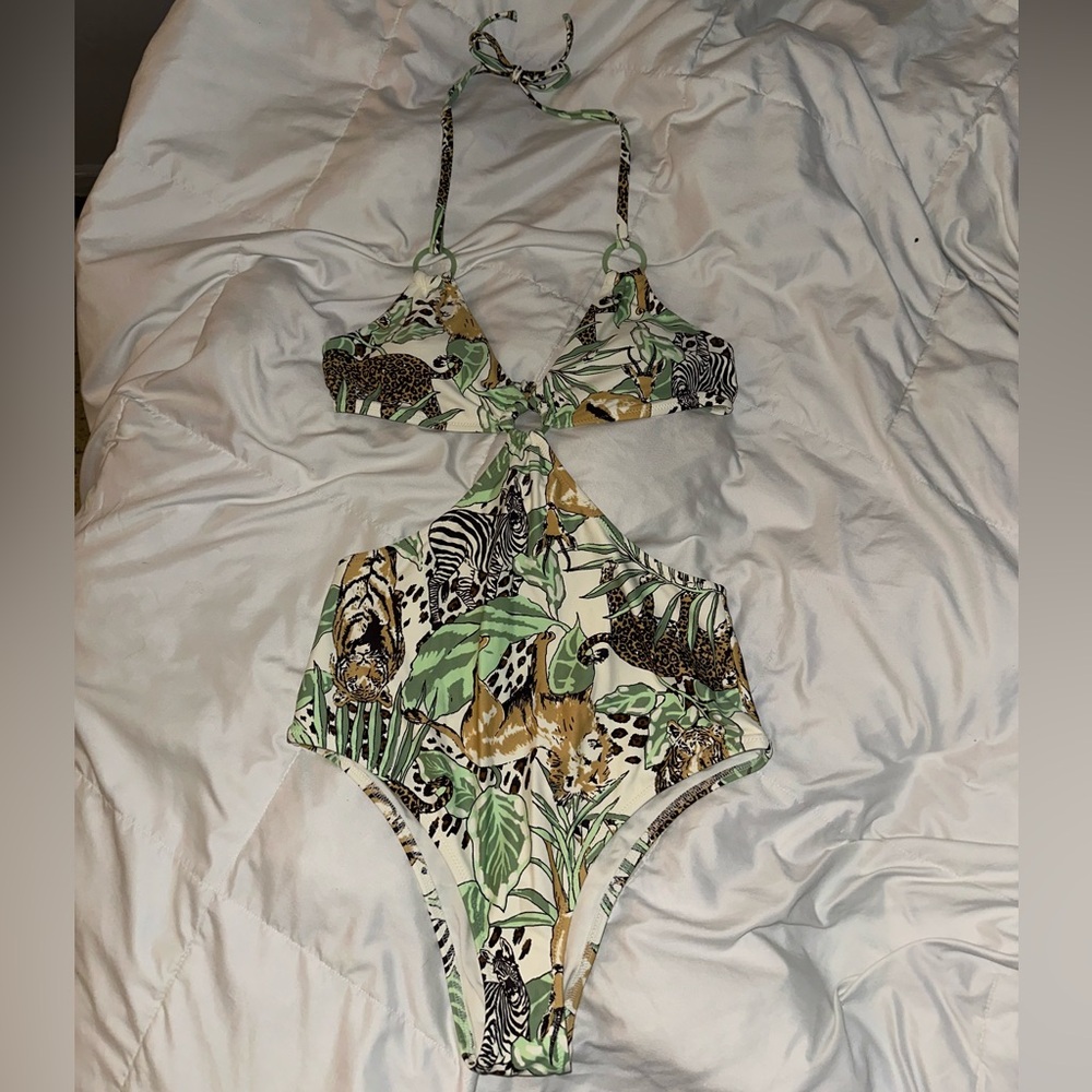American Eagle Aerie animal print cheeky one piece swimsuit